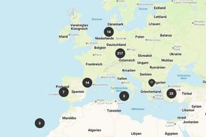 Europakarte mit den Reisezielen und Trainingslager-Standorten von SOCCATOURS Switzerland